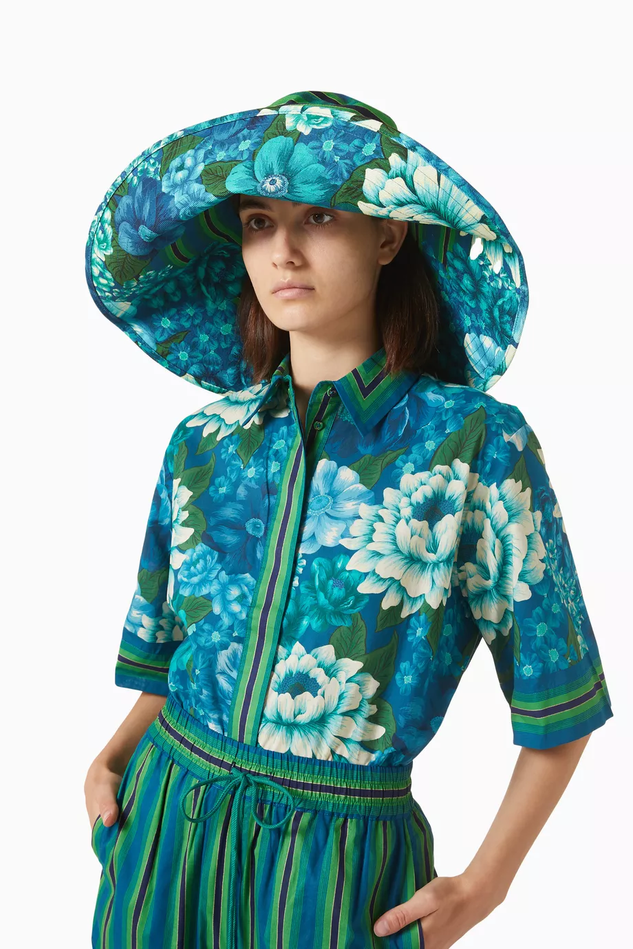 Buy ALEMAIS Blue Margo Wide-Brim Sunhat For Women Online  display picture 3
