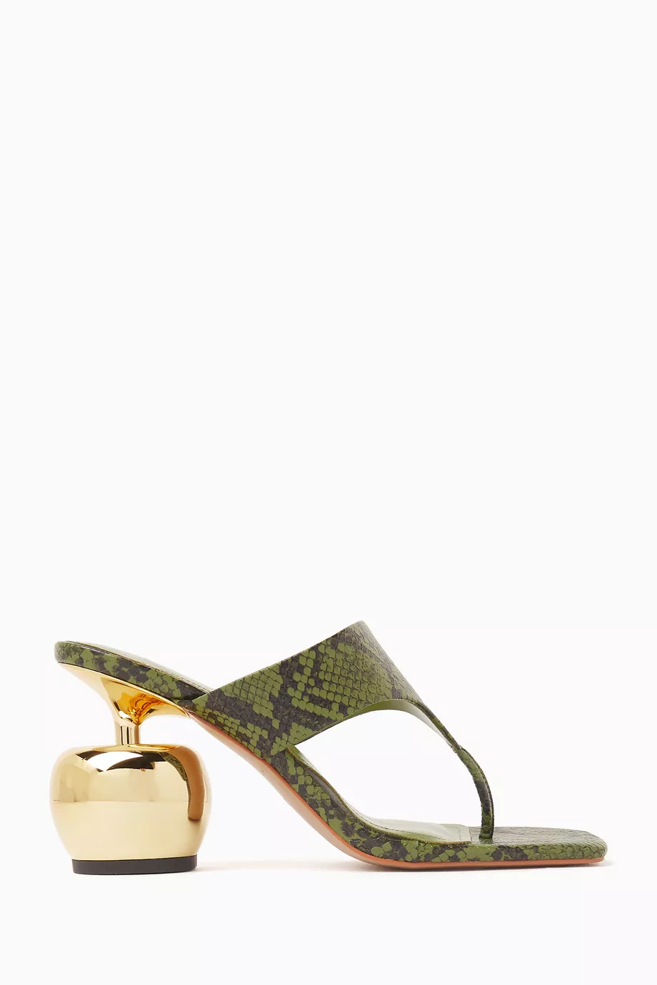 Buy JW PEI Green Naomi Snakeskin 85 Mule Sandals in Vegan Leather
